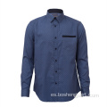 Camisa de manga larga de mezclilla azul de uso informal para hombres